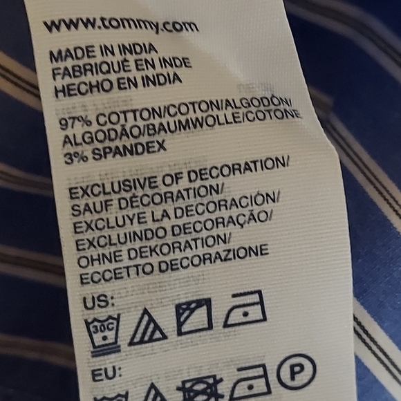 Tommy Hilfiger Blue/White Stripe Button Up Monogram, Large - Picture 10 of 10